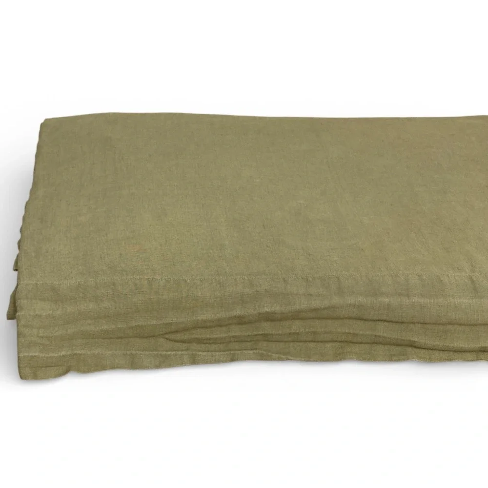 Quince European Linen Sheets Set King Aloe Green